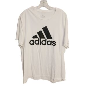 Adidas | Men's White Essential Amplifier Tee With Black Logo (Size 2XL)